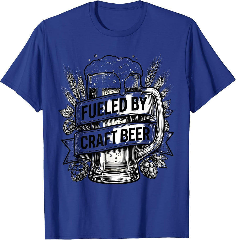 Fueled by Craft Beer Brewing Enthusiast Design T-Shirt - Royal Blue