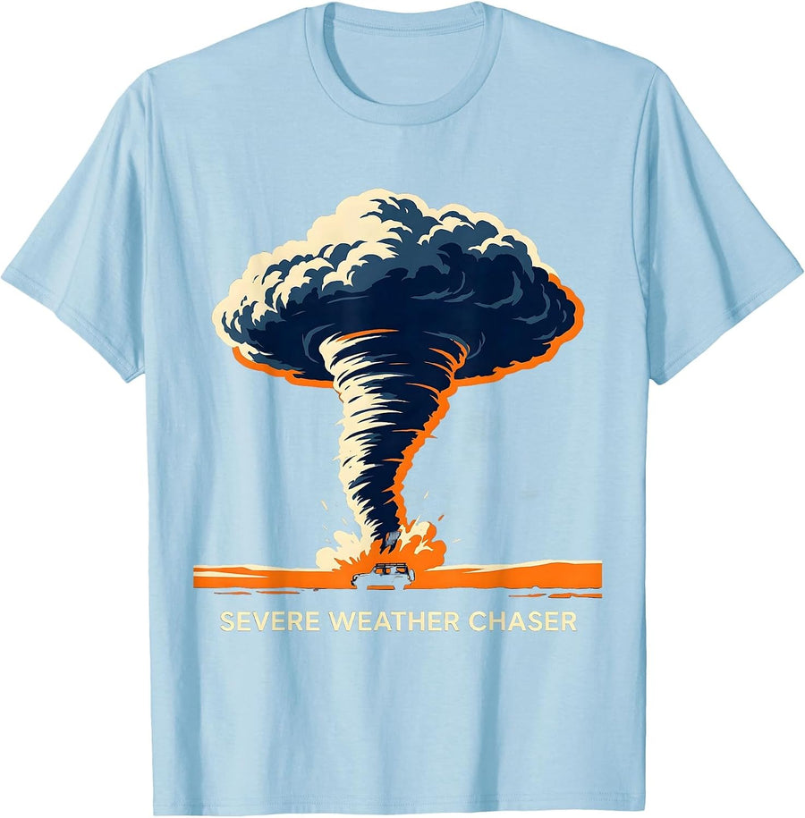 Men's Severe Weather Chaser Tornado Storm Chaser Meteorology T-Shirt - Baby Blue