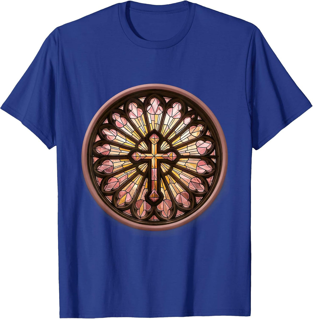 Stained Glass Sunburst Christian Faith Design T-Shirt - Royal Blue
