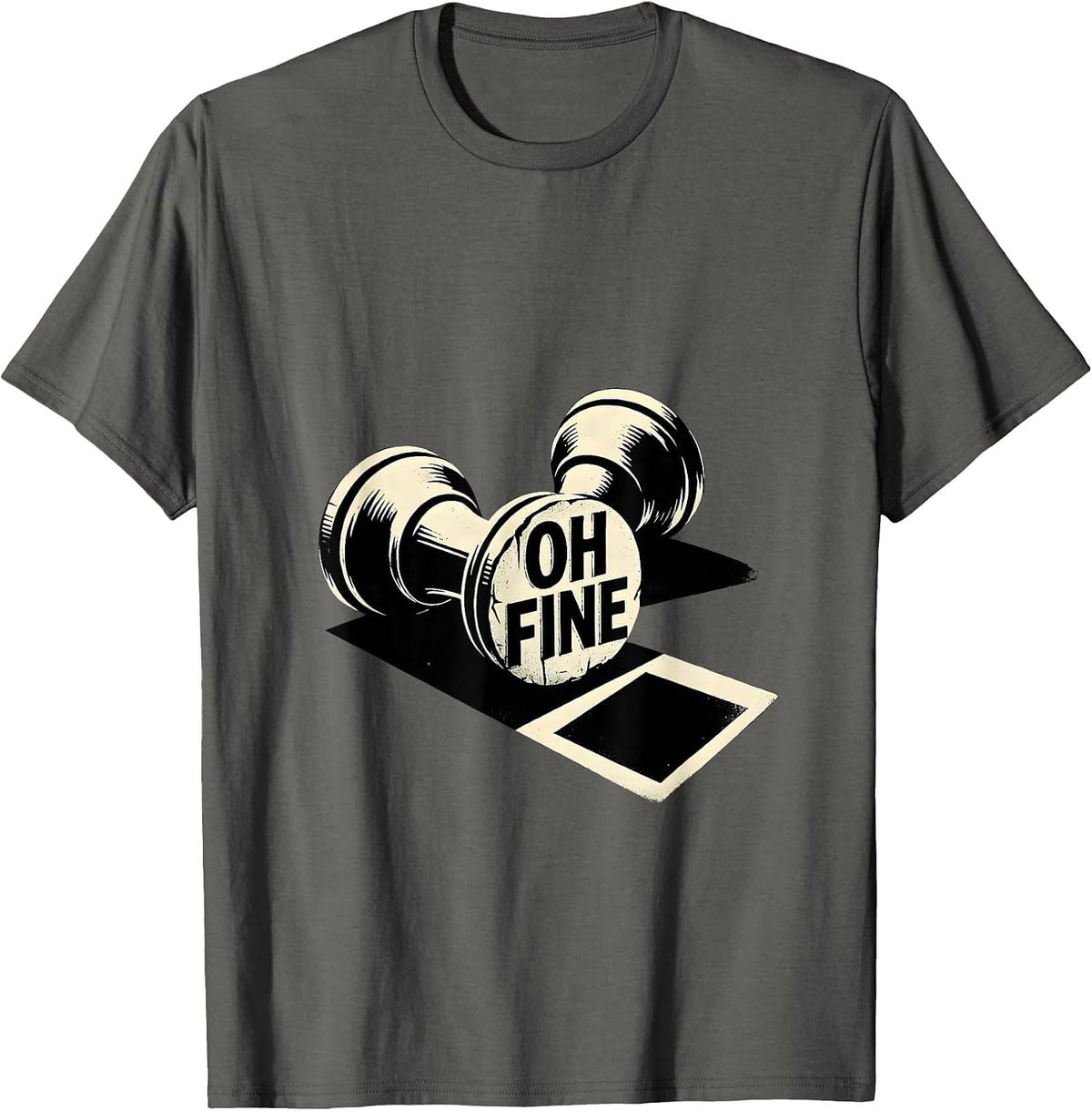 Oh Fine Stencil Chess Player Lover Humor Gift T-Shirt - Asphalt Grey