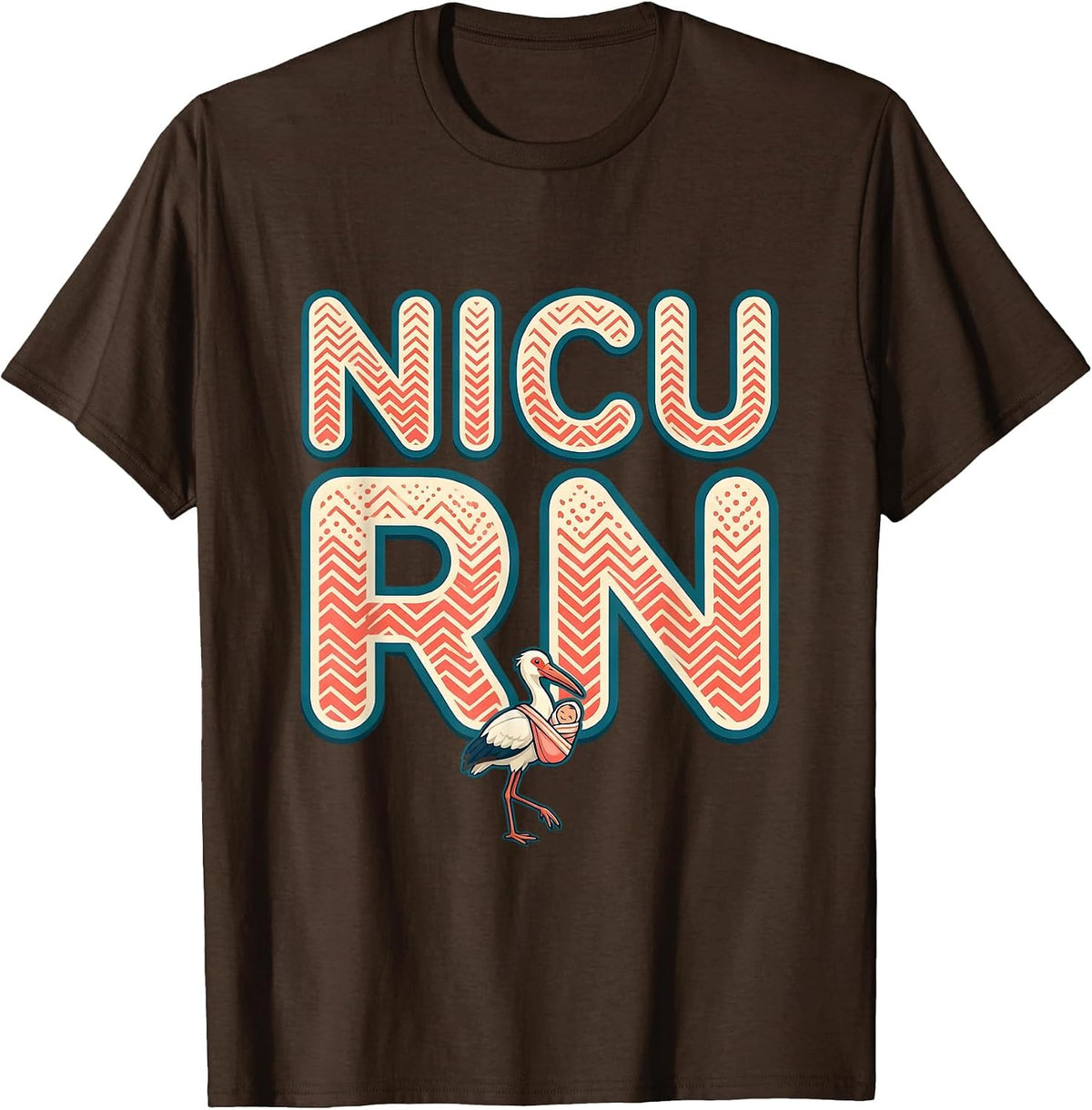 Men's NICU RN Cute Stork Neonatal Intensive Care Unit Nurse Gift T-Shirt - Brown