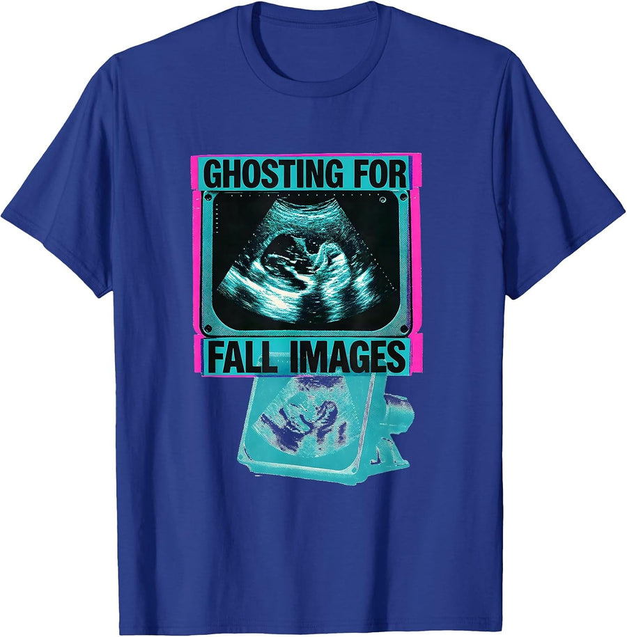 Ghosting For Fall Images Risograph Sonographer Halloween T-Shirt - Royal Blue