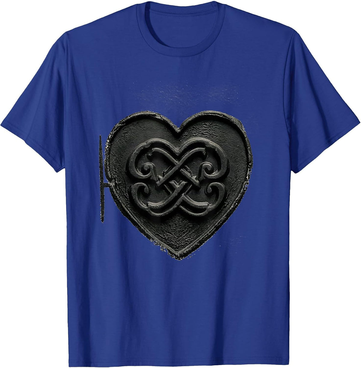 Heart-Shaped Initials Matching Pair Rubber Stamp T-Shirt - Royal Blue