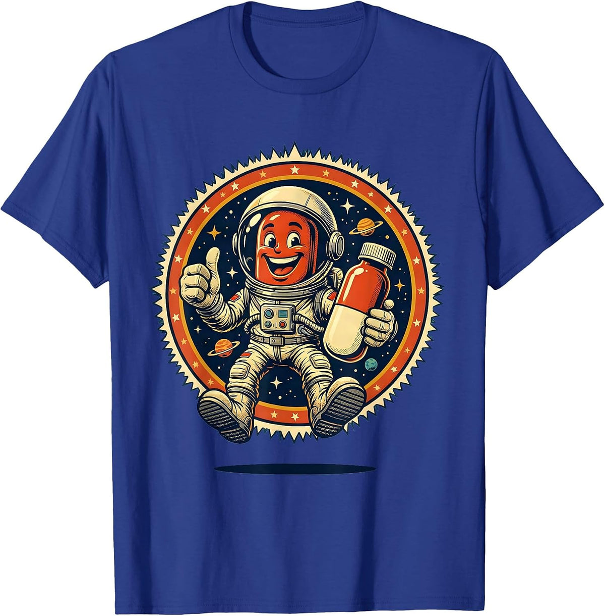 Pharmacy Technician Astronaut Space Pill Bottle T-Shirt - Royal Blue