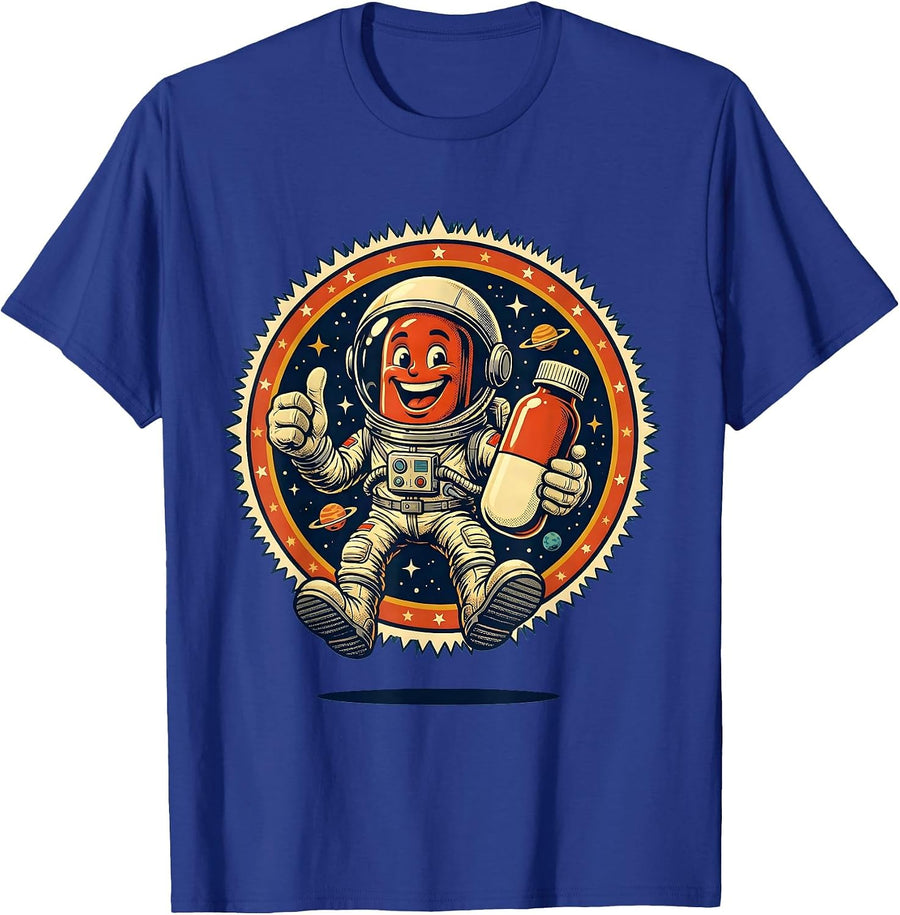 Pharmacy Technician Astronaut Space Pill Bottle T-Shirt - Royal Blue
