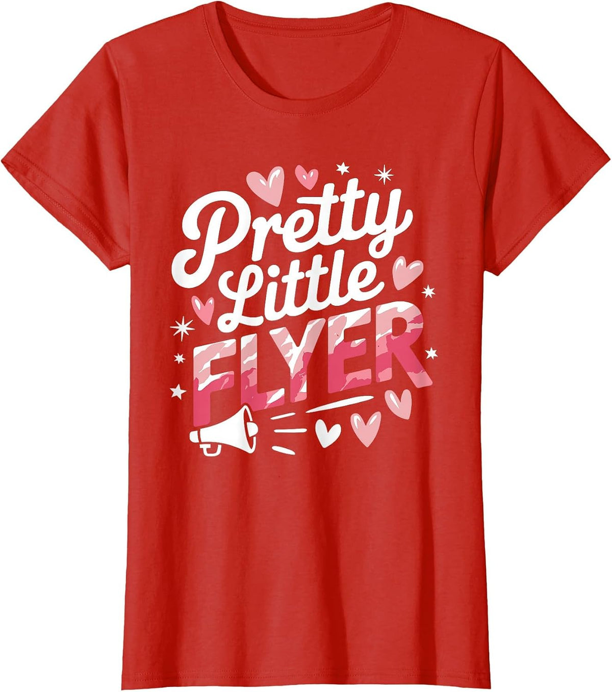 Pretty Little Flyer, Cheering Cheerleader Cheerleading T-Shirt - Red