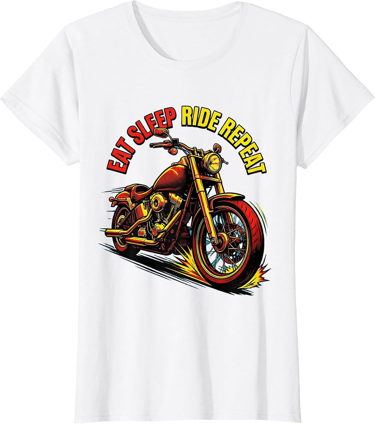 Eat Sleep Ride Repeat Motorcycle Design for Men T-Shirt - White