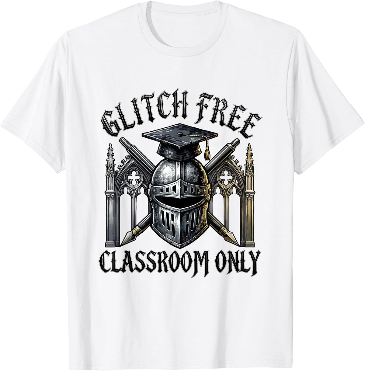 Men's Glitch Free Classroom Technology Gaming Teacher T-Shirt - White