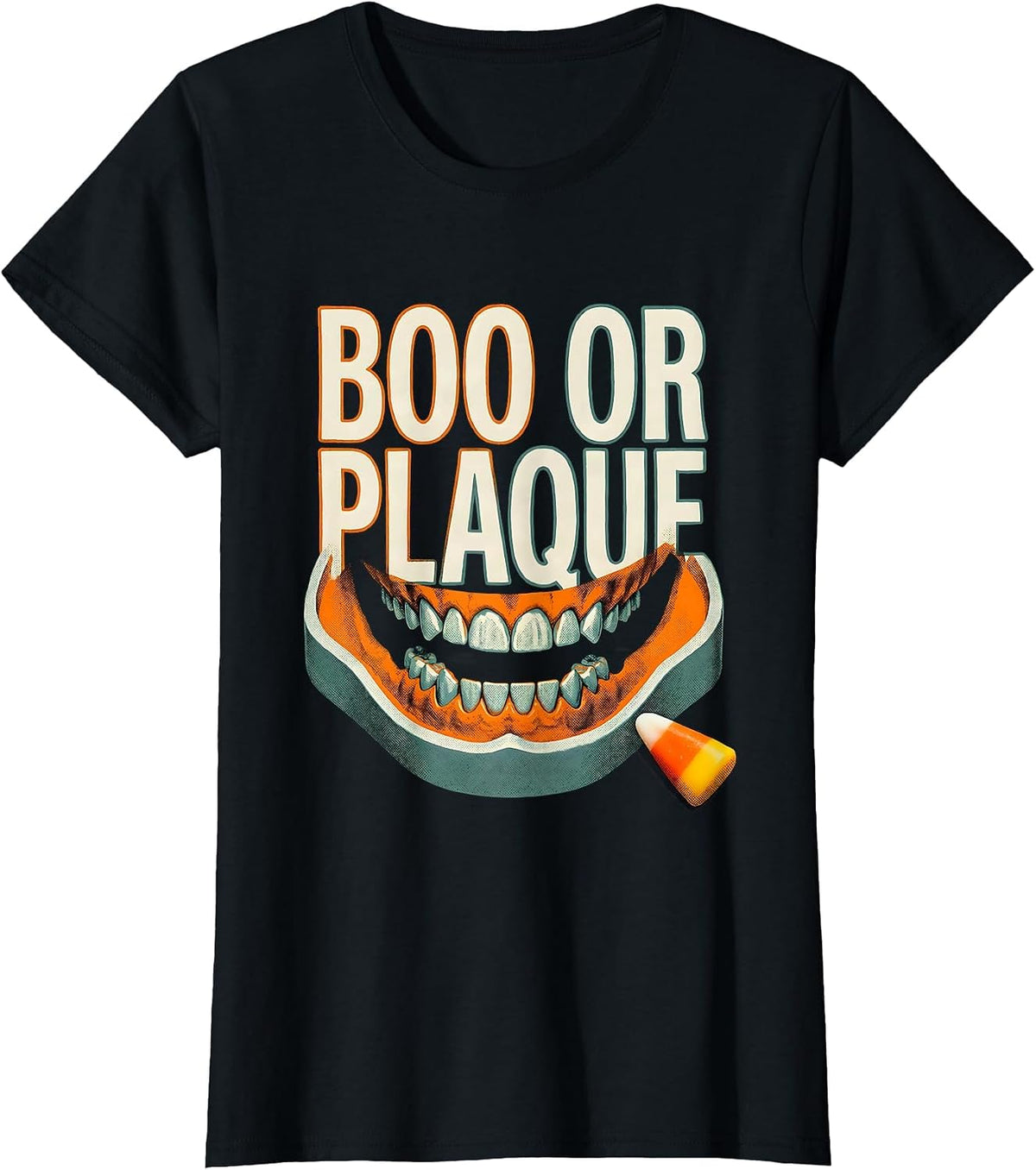 Boo Or Plaque Funny Dental Hygienist Halloween Work Humor T-Shirt - Black