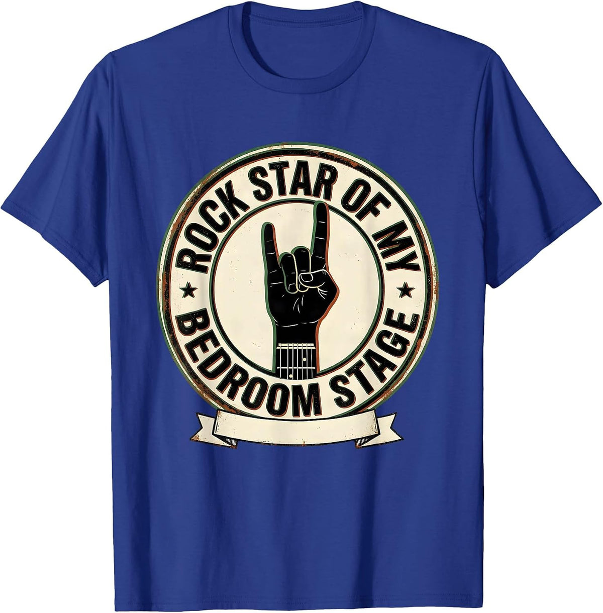 Men's Rock Star Of My Bedroom Stage Vintage Rock Fan Humor T-Shirt - Royal Blue