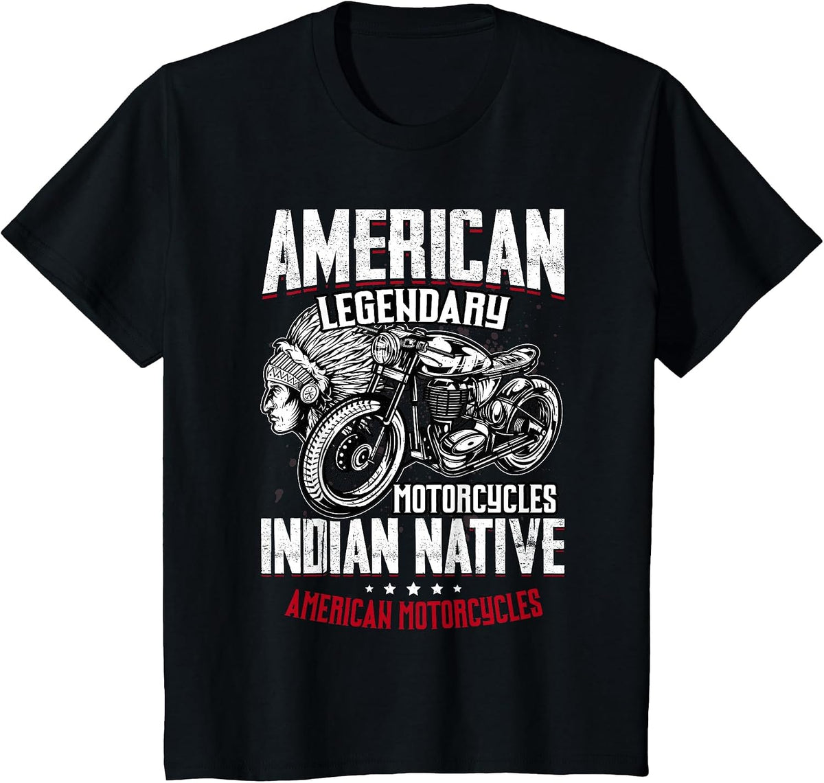 Native American Classic Motorcycle Indian for Old Biker T-Shirt - Black
