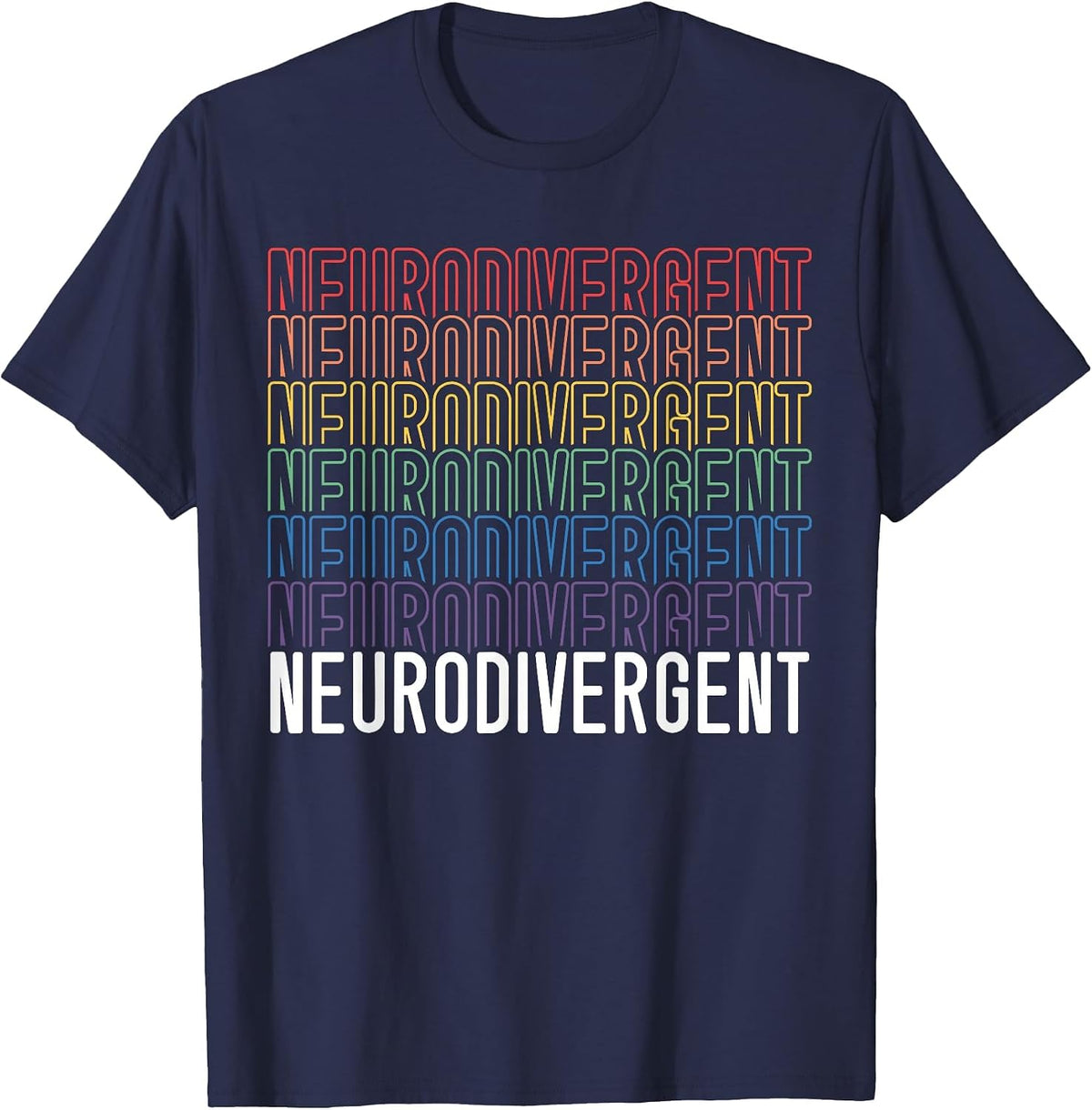 Neurodivergent Neurodiversity Rainbow ADHD ASD Awareness T-Shirt - Navy Blue