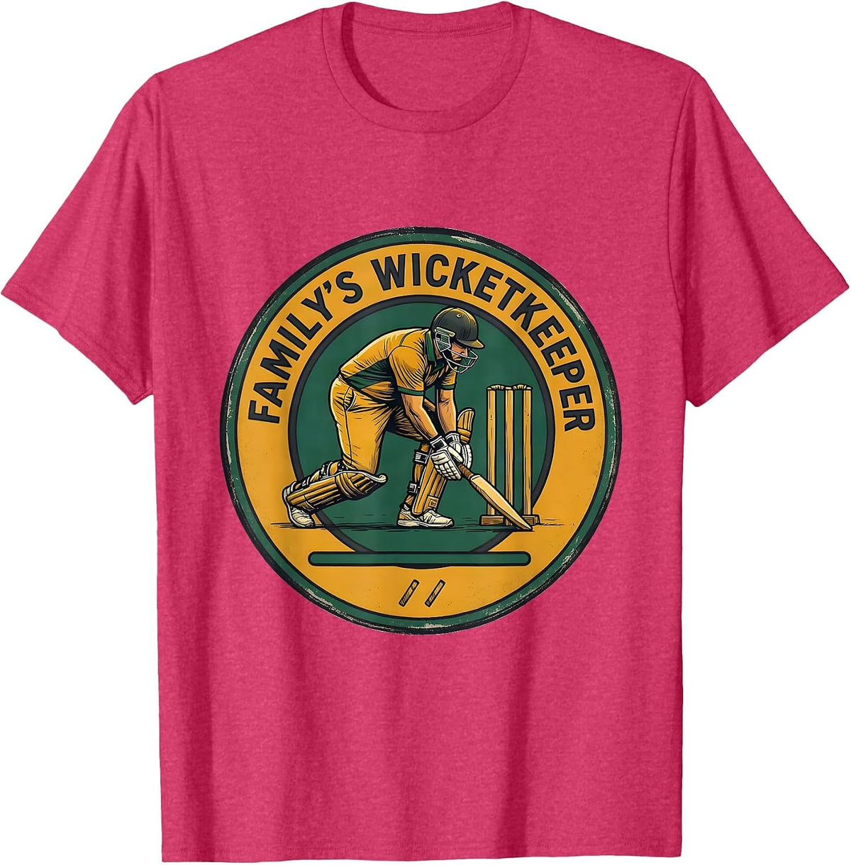 Family's Wicketkeeper Cricket Fan Sports Enthusiast National T-Shirt - Red Heather