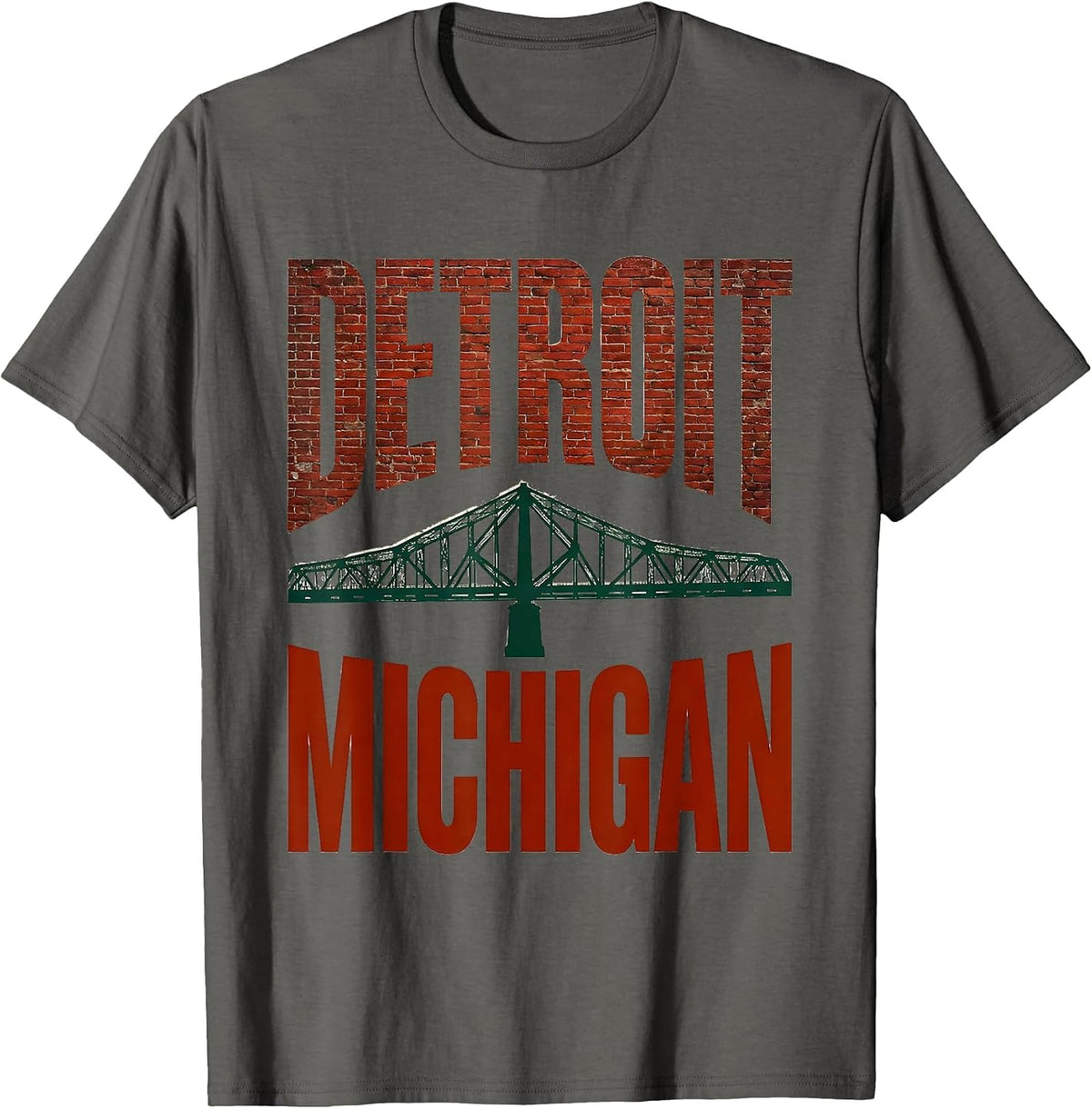 DETROIT MICHIGAN American Flag Baseball Weathered City Pride T-Shirt - Asphalt Grey