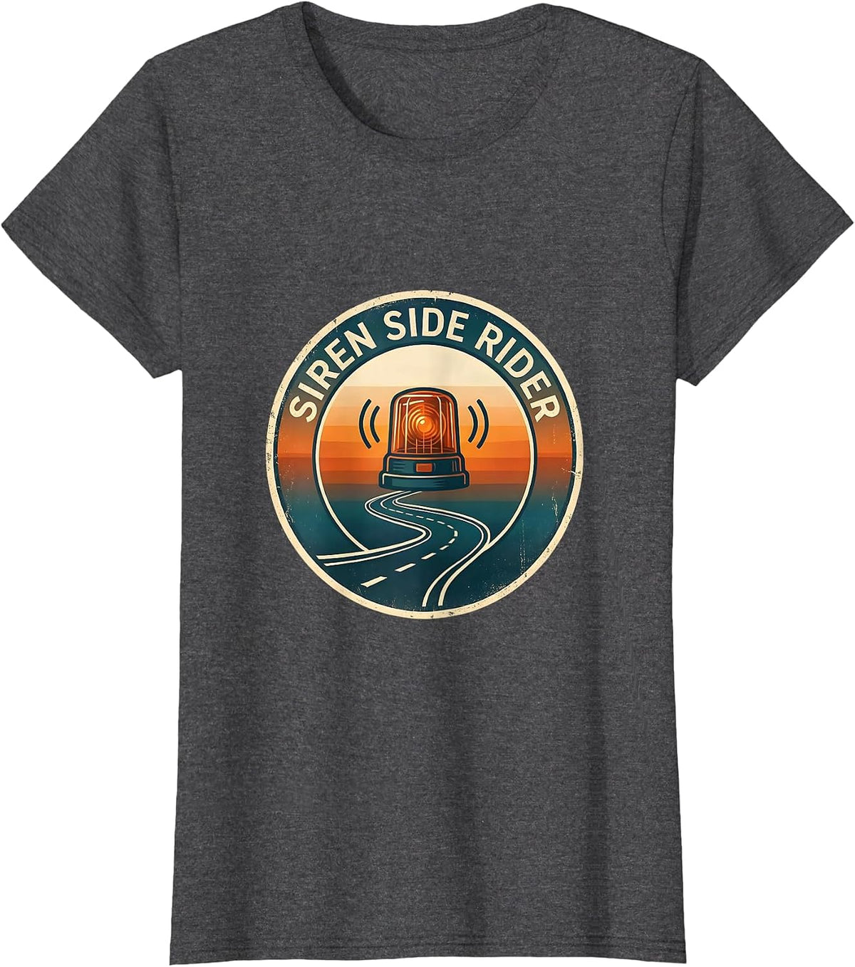 Women's Siren Side Rider Funny EMS Paramedic EMT Gift T-Shirt - Dark Heather Grey