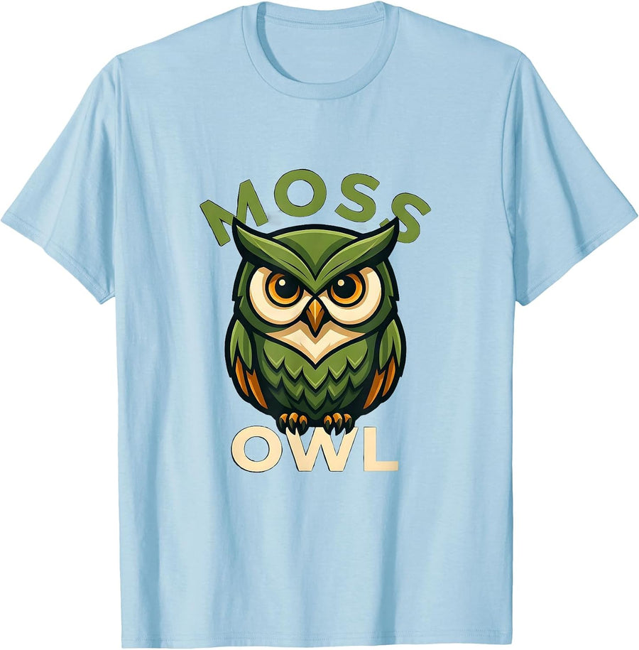 Men's Moss Owl Mascot Logo Cool Graphic Tee Men Women S-6XL T-Shirt - Baby Blue