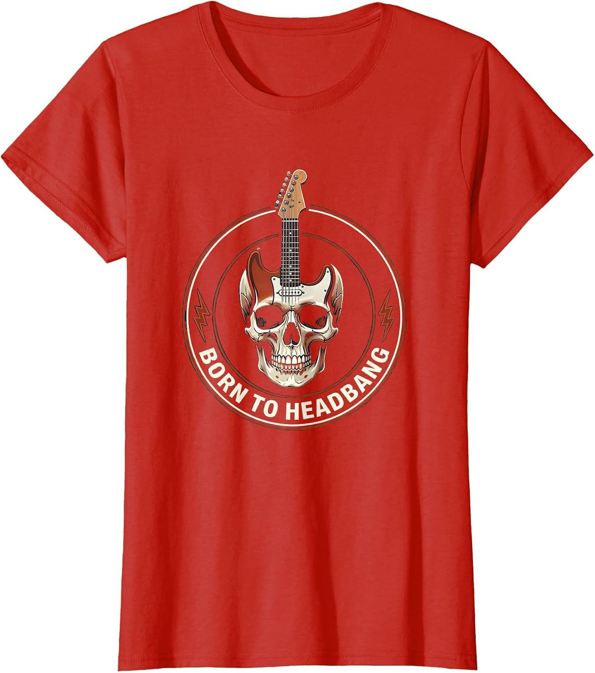 Women's Born to Headbang Metal Band Graphic Design T-Shirt - Red