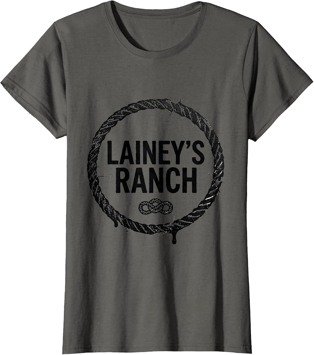 Women's Lainey's Ranch Rubber Stamp Personalized Name Western T-Shirt - Asphalt Grey