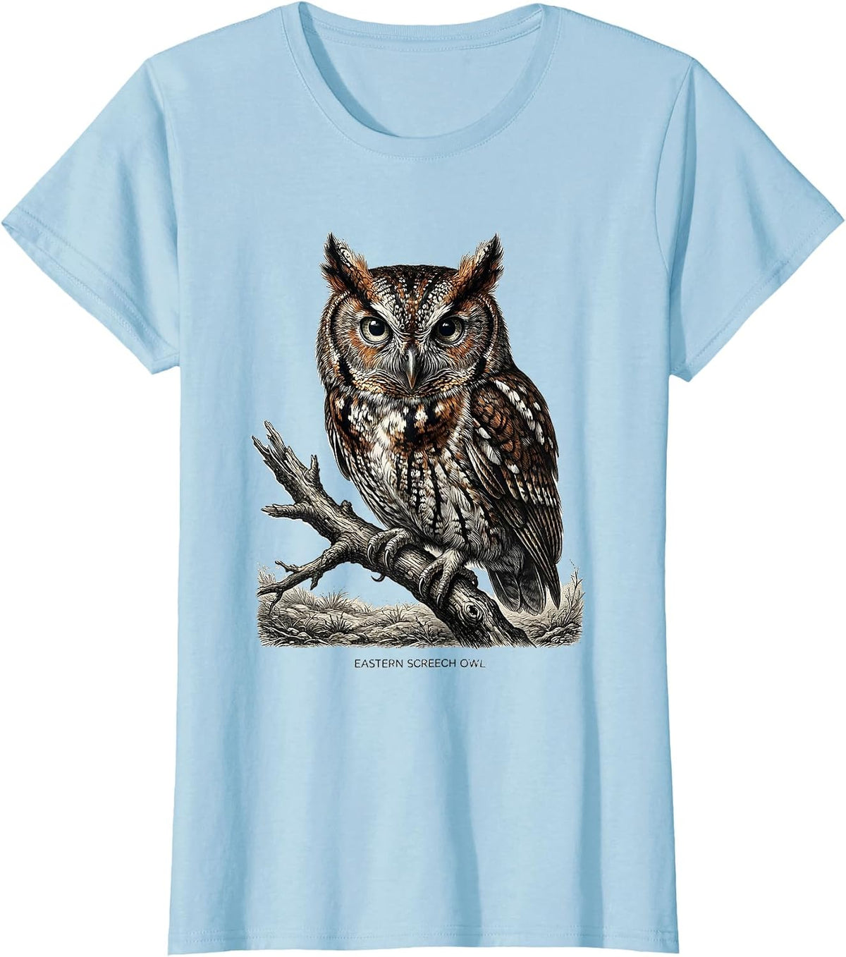 Eastern Screech Owl Retro Bird Lover Funny Wildlife Humor T-Shirt - Baby Blue