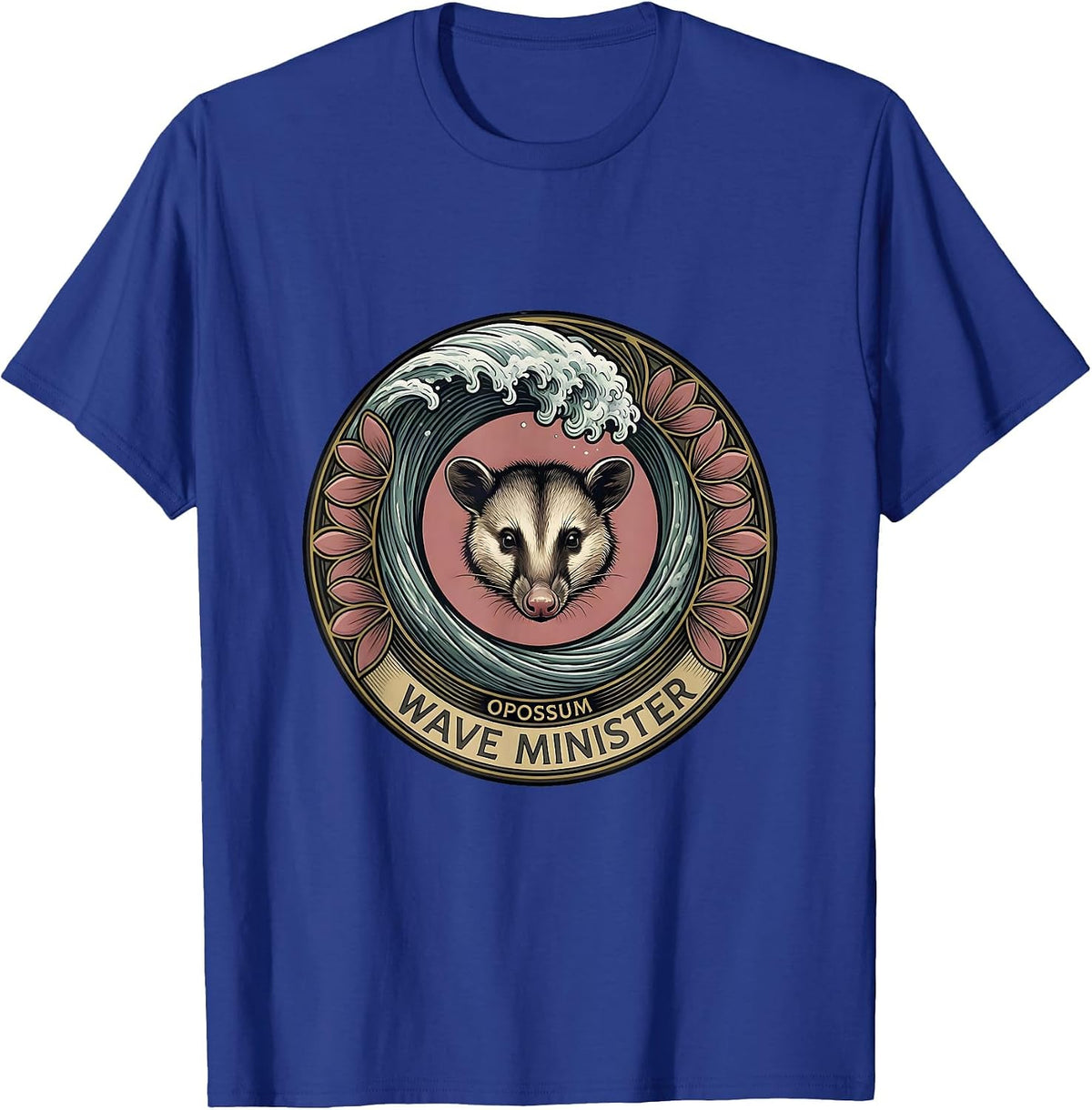 Men's Opossum Wave Minister Art Nouveau Animal Lover Humor T-Shirt - Royal Blue