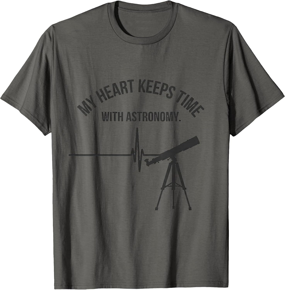 My Heart Keeps Time With Astronomy Monochromatic Hobbyist T-Shirt - Asphalt Grey