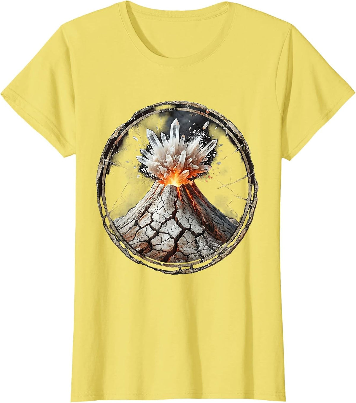 Salty Volcano Erupting Crystallized Salt Graphic T-Shirt - Lemon Yellow