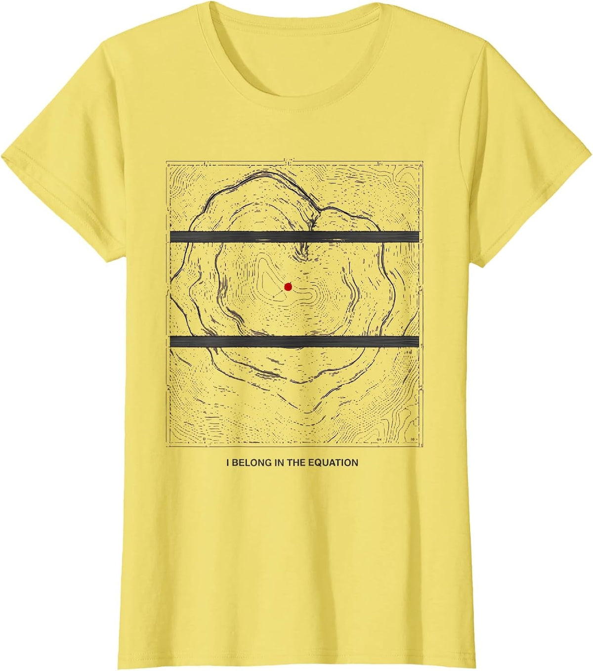 Women's I Belong In The Equation Funny Math Teacher Nerd Humor Gift T-Shirt - Lemon Yellow