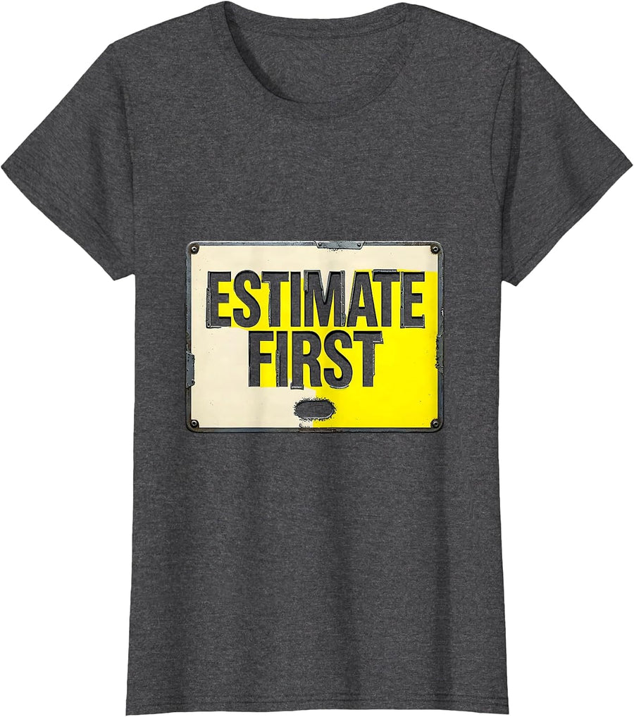Women's Estimate First Funny Math Teacher Joke Math Lover Gift T-Shirt - Dark Heather Grey