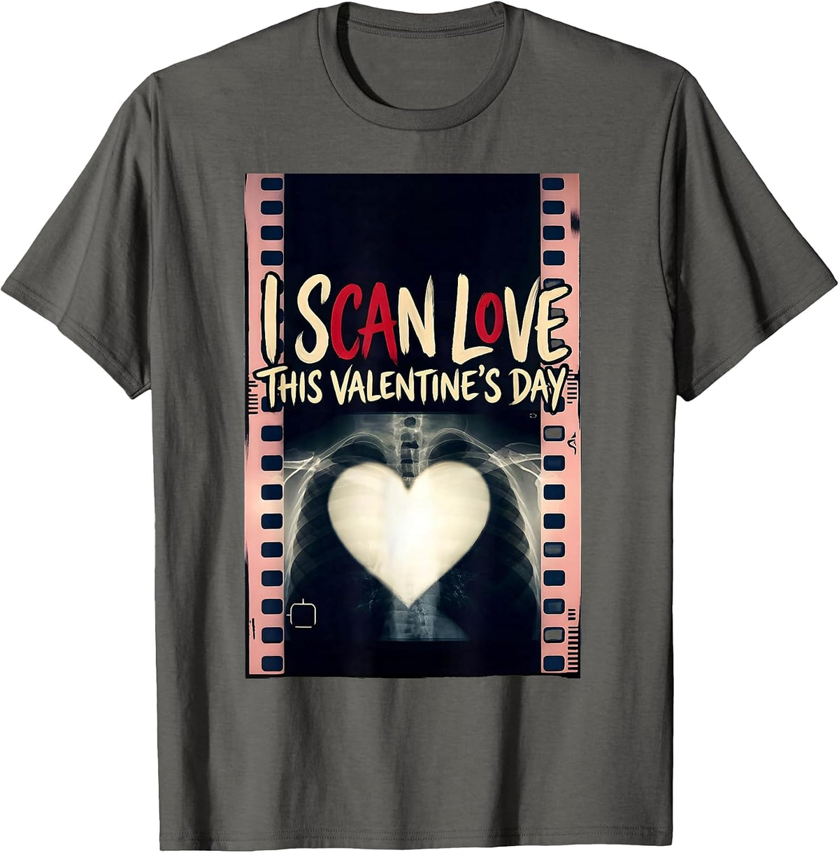 I Scan Love This Valentine's Day Funny Radiology Tech Gift T-Shirt - Asphalt Grey