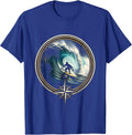 Surfer Riding Massive Curling Wave Graphic T-Shirt - Royal Blue