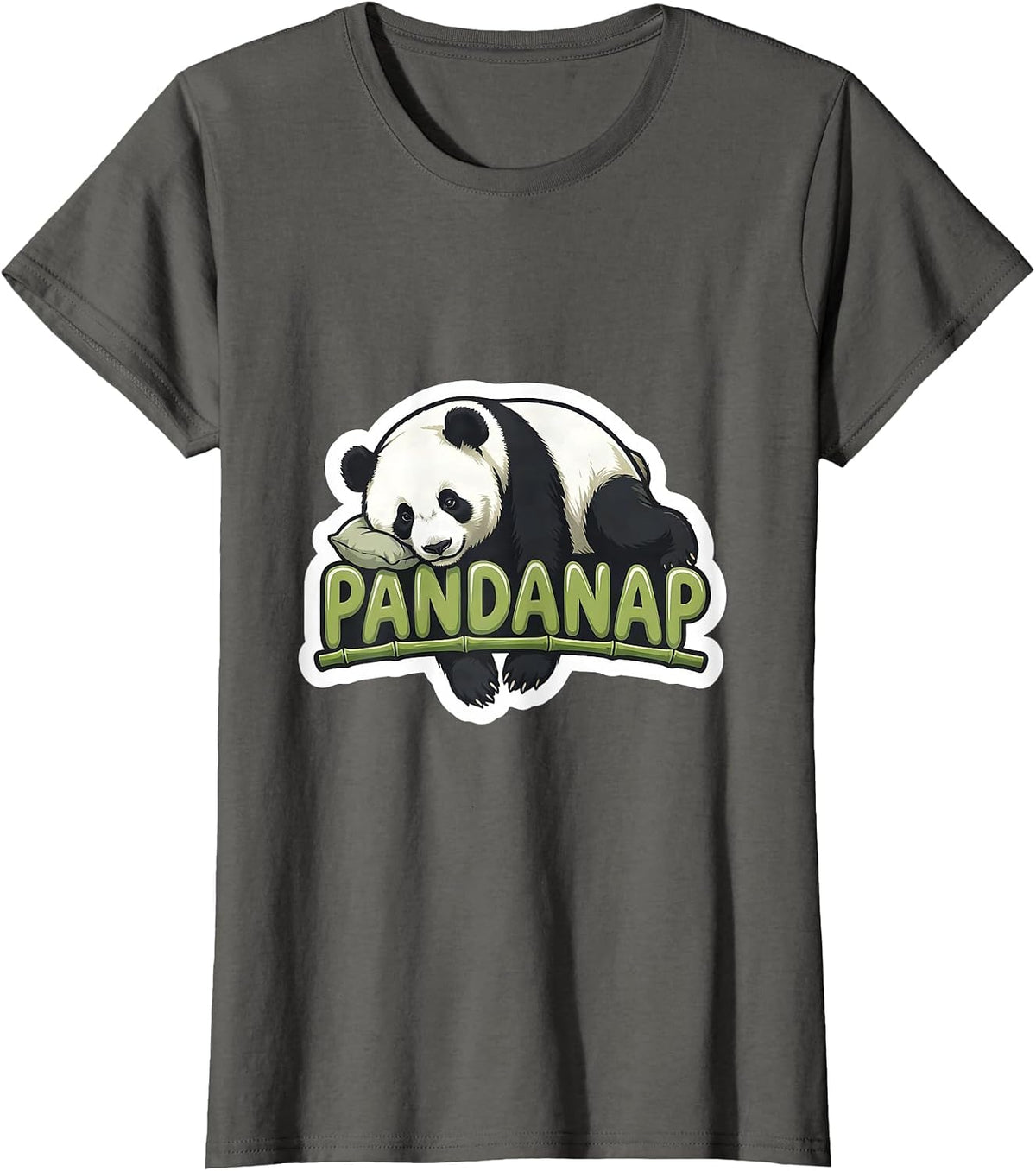 Women's Pandanap Cute Sleeping Panda Animal Lover Sleep T-Shirt - Asphalt Grey