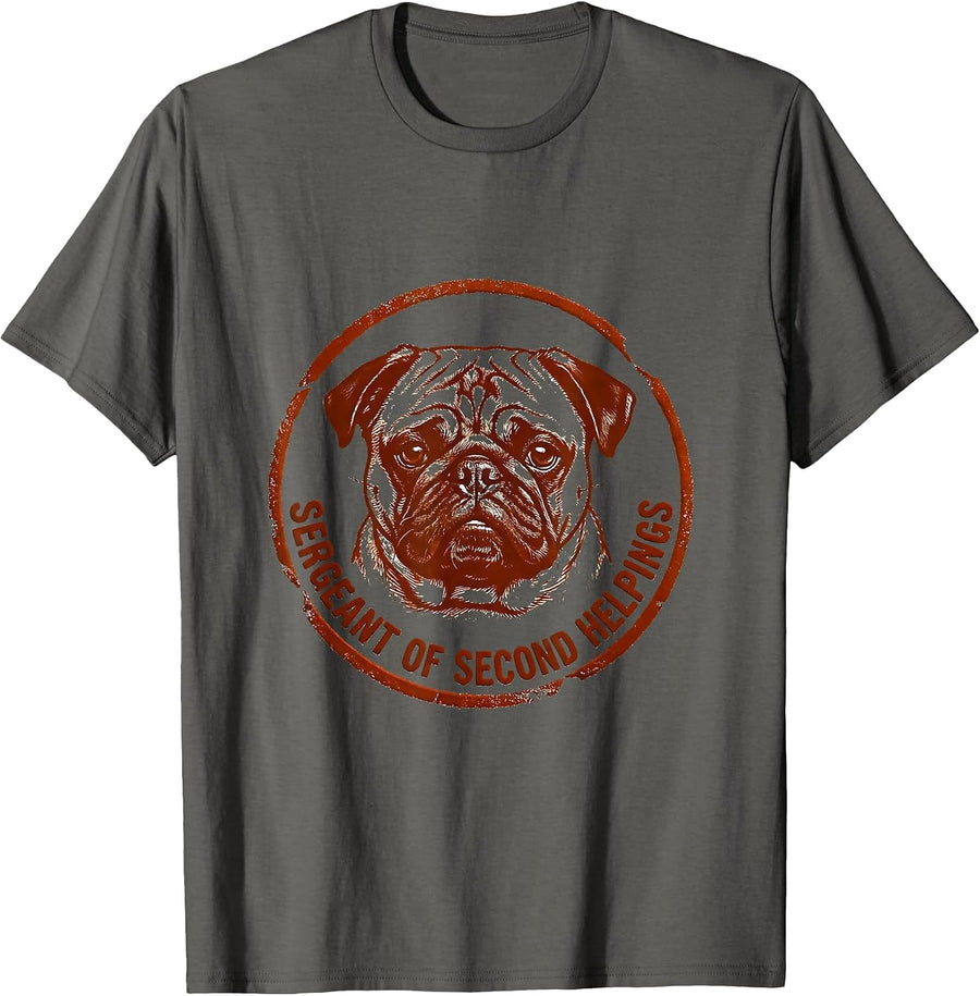 Sergeant Of Second Helpings Funny Pug Dog Holiday Costume T-Shirt - Asphalt Grey