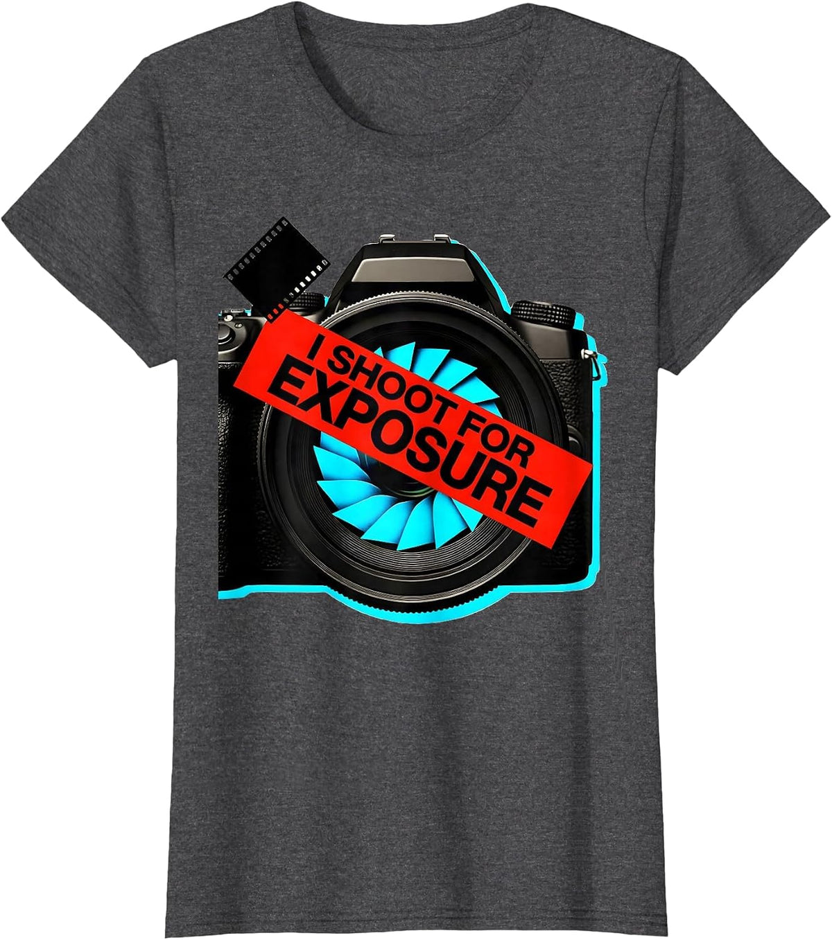 Women's I Shoot For Exposure Funny Photography Hobbyist Camera T-Shirt - Dark Heather Grey