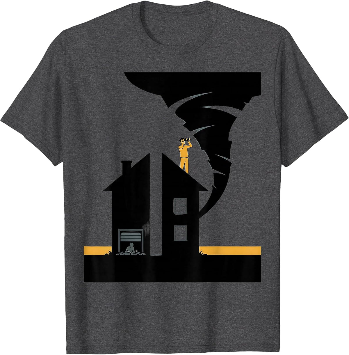 Tornado Silhouette Storm Chaser Meteorology Enthusiast T-Shirt - Dark Heather Grey