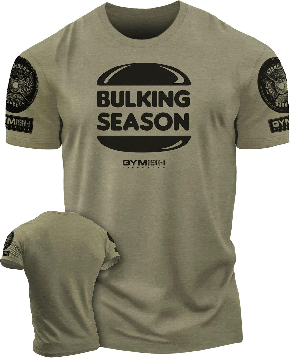 Bulking Season Weightlifting T-Shirt, Gym Inspiration Mens Workout Shirt - 2. Bulking Season Military Green Branded