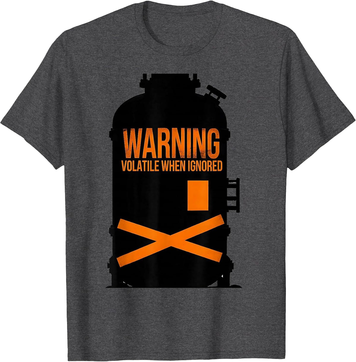 Men's Warning Volatile When Ignored Brutalist Chemistry Teacher T-Shirt - Dark Heather Grey