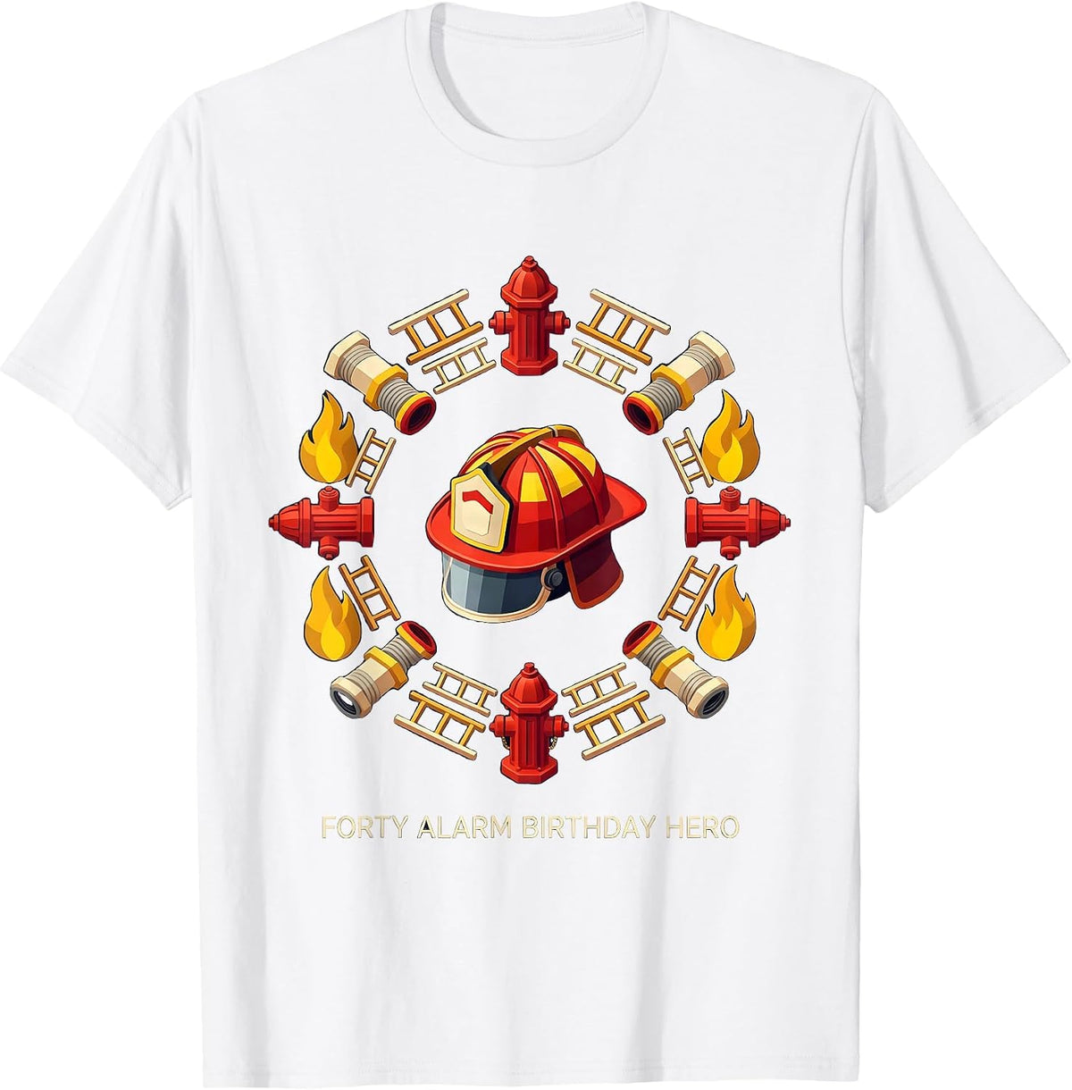 Men's Forty Alarm Birthday Hero Firefighter Kids Party Toddler Boy T-Shirt - White