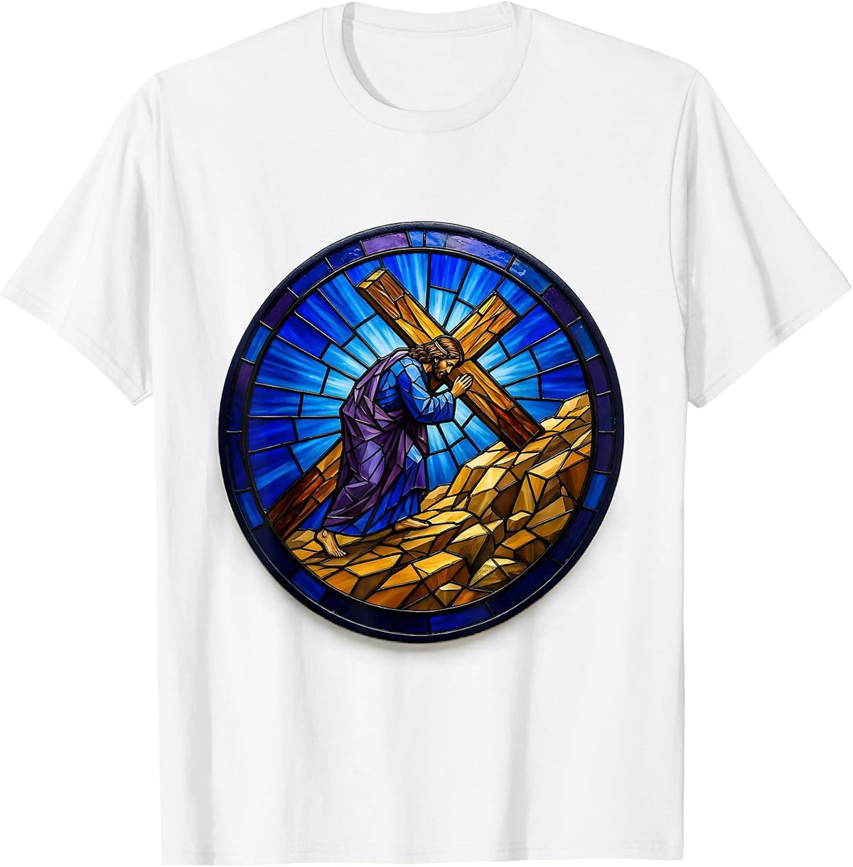 Men's Jesus Carrying the Cross Up the Hillside T-Shirt - White