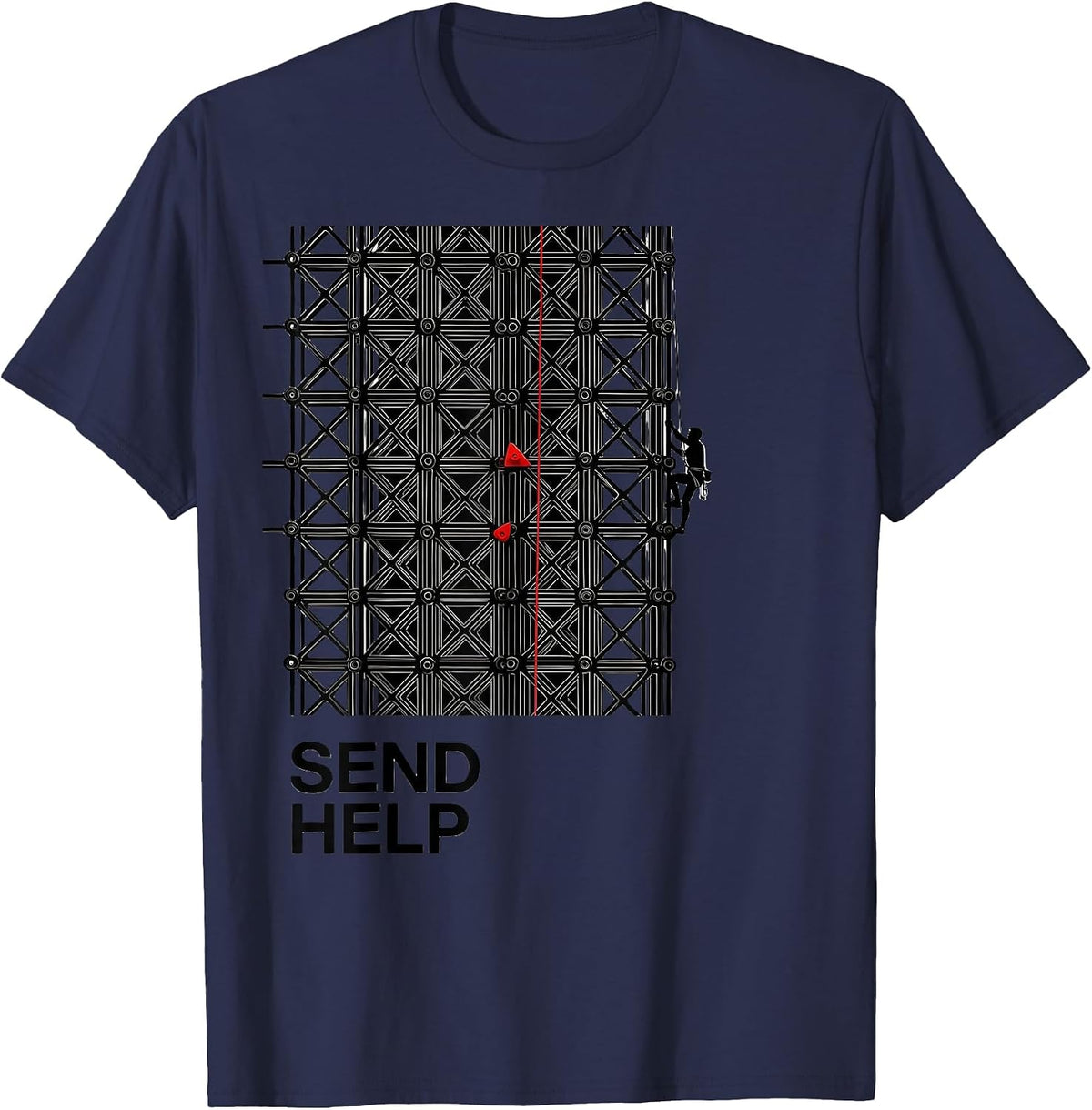 Climbing Wall Lattice Funny Rock Climber Bouldering Humor T-Shirt - Navy Blue