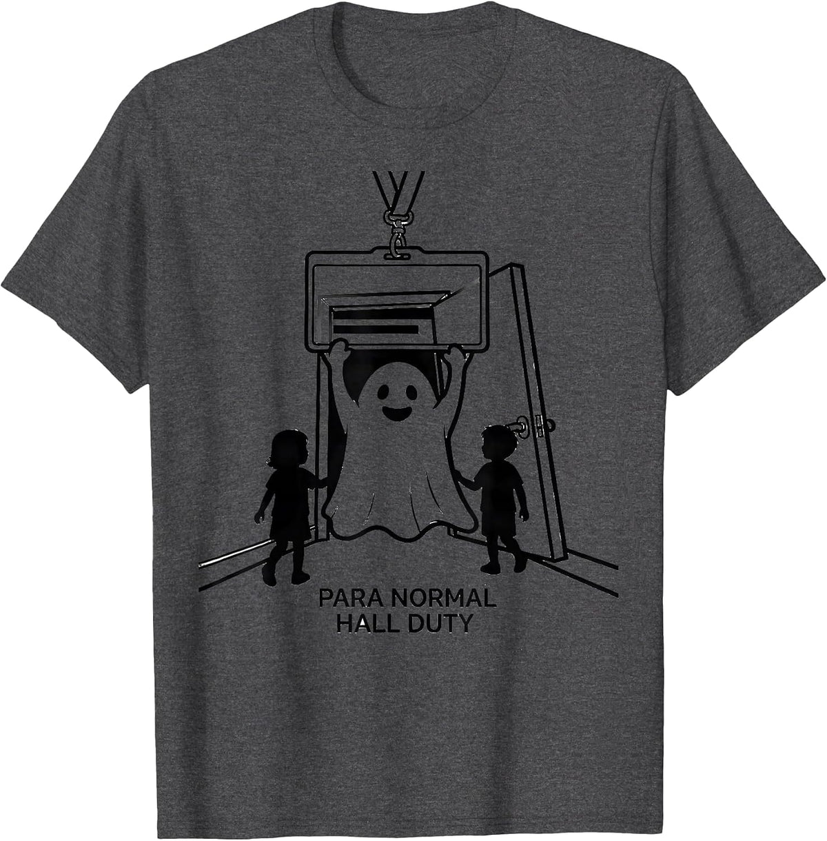 Para Normal Hall Duty Funny Paraprofessional Halloween Ghost T-Shirt - Dark Heather Grey