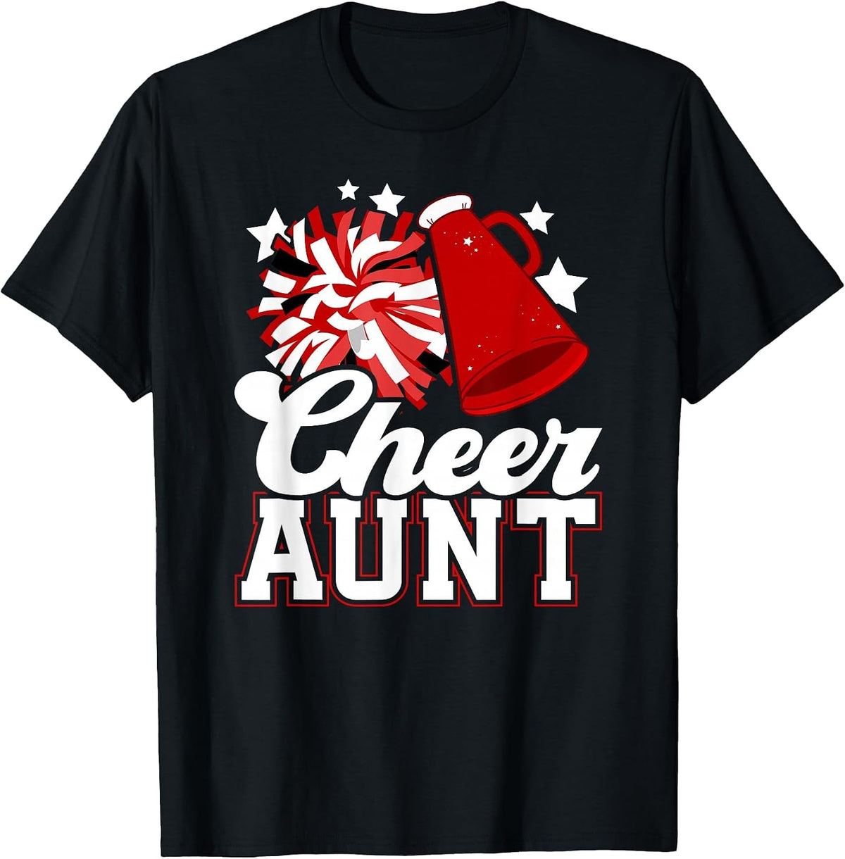 Cheer Aunt of A Cheerleader Aunt Cheerleading Auntie T-Shirt - Black