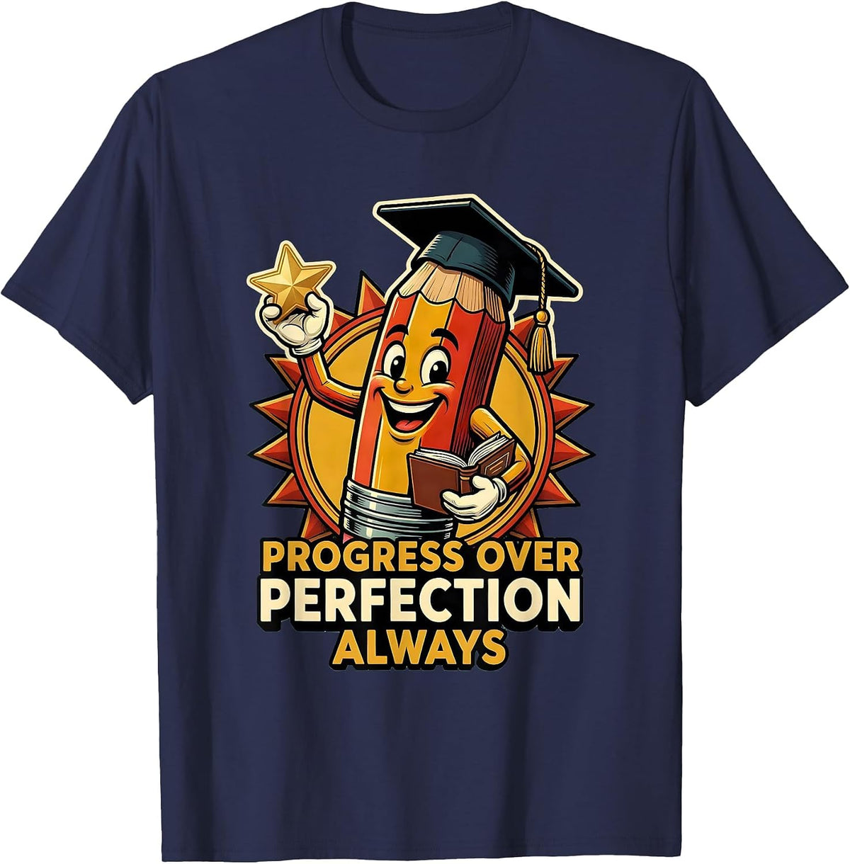 Men's Progress Over Perfection Special Education Teacher T-Shirt - Navy Blue
