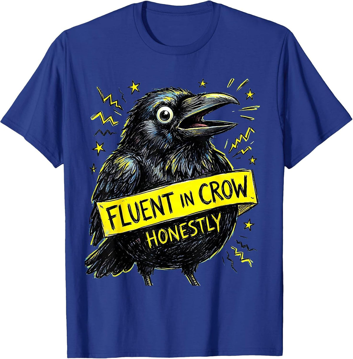 Men's Fluent In Crow Funny Crow Lover Design T-Shirt - Royal Blue