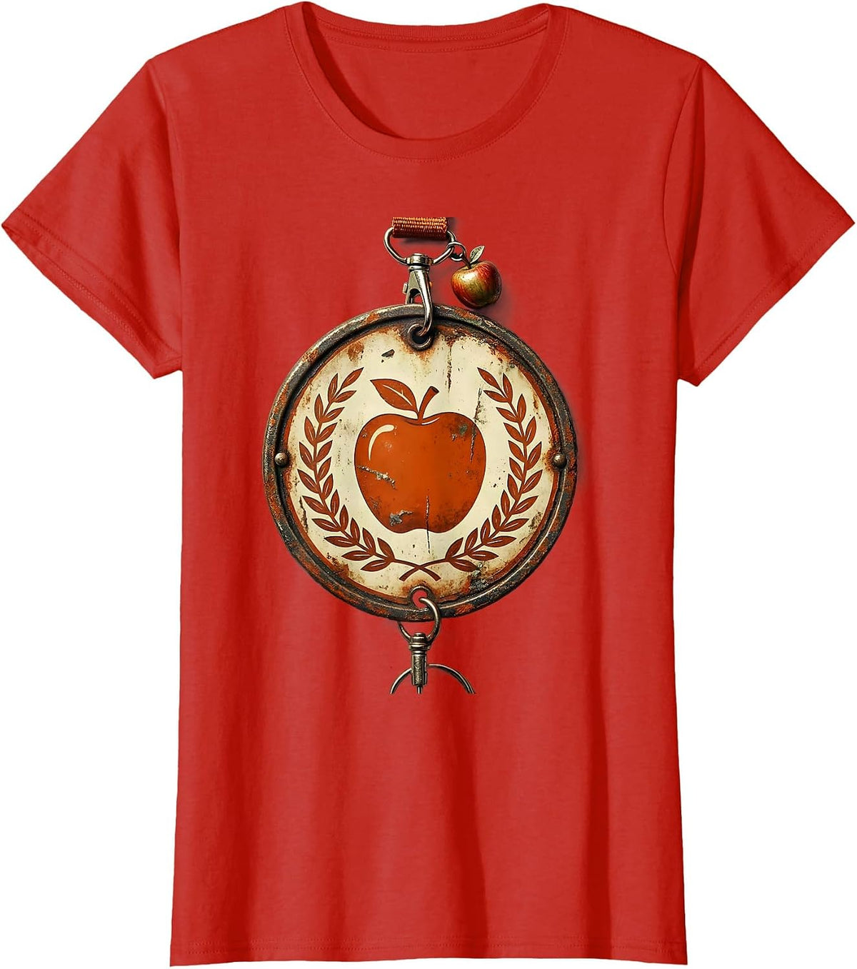 Paraprofessional Teacher Badge Lanyard Apple Charm T-Shirt - Red