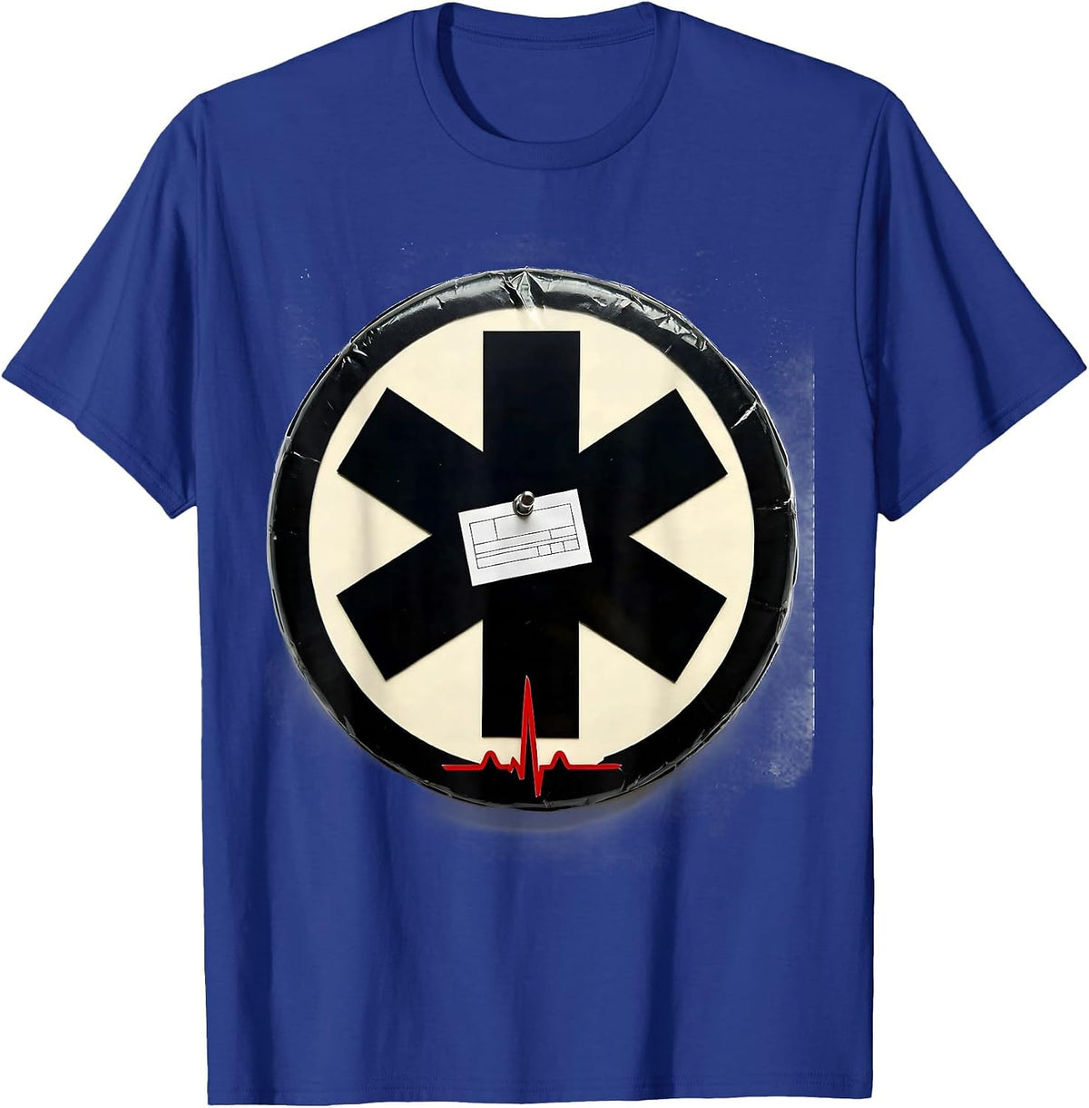 Men's Sealed Star-of-Life Stencil EMT Paramedic Dark Humor T-Shirt - Royal Blue