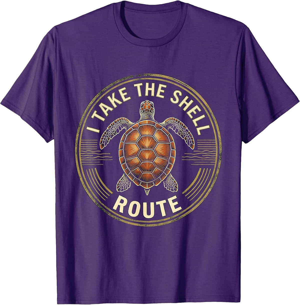 Men's I Take The Shell Route Vintage Sea Turtle Lover Humor Gift T-Shirt - Purple