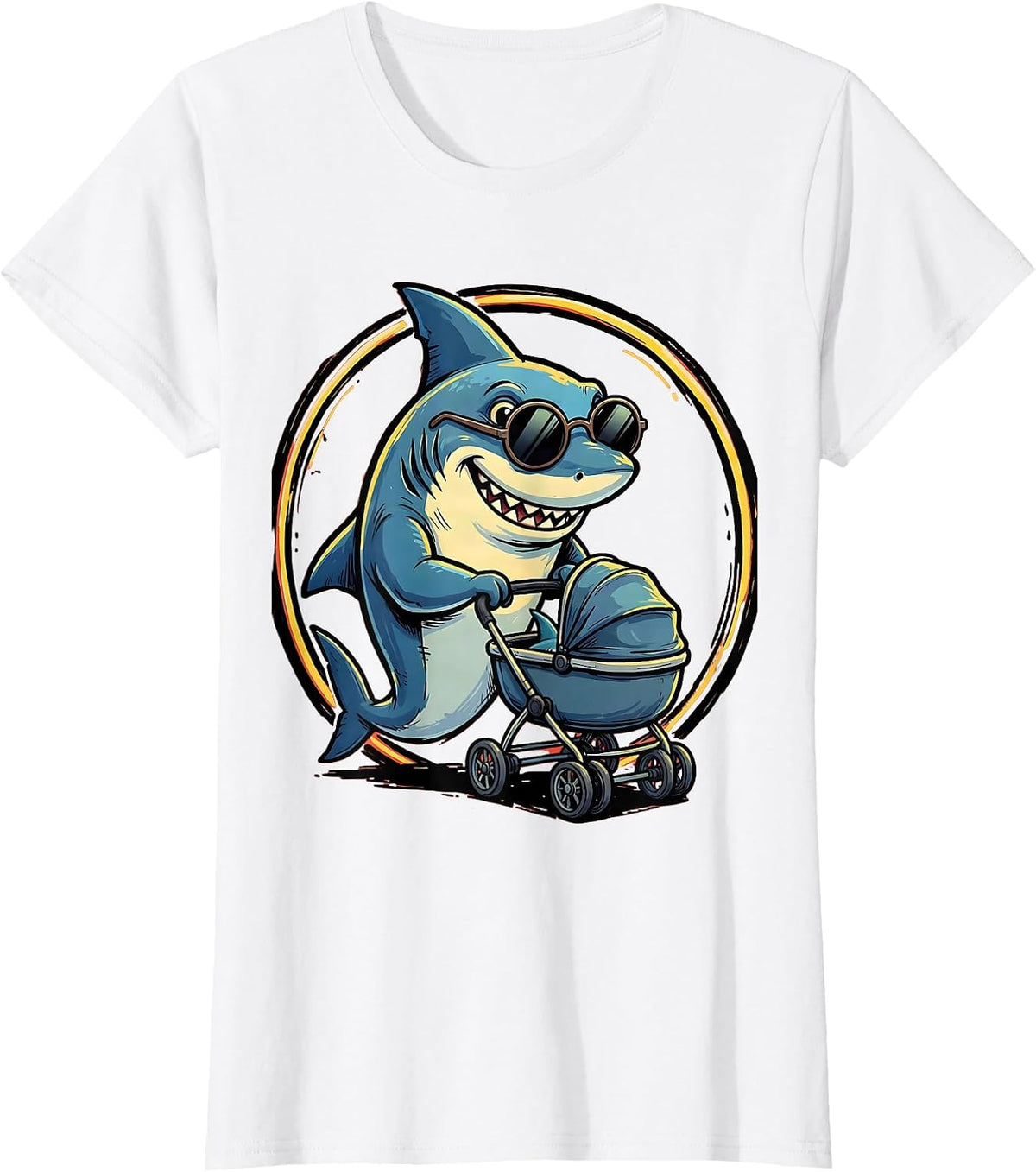 Mommy Shark Cool Shades Baby Stroller Graphic T-Shirt - White