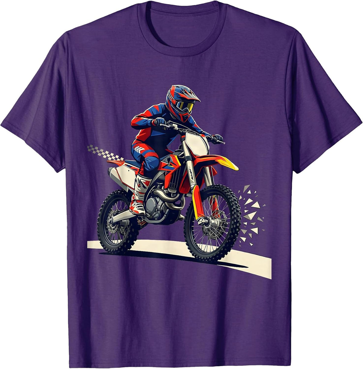 Men's Motocross Rider Racing Livery Dirt Bike Casual T-Shirt - Purple