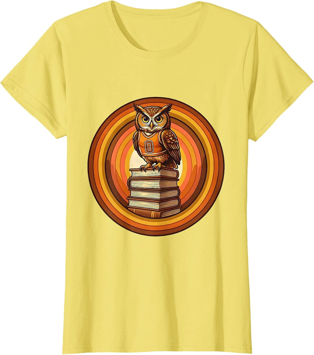 Owl Athlete Reading Champion Graphic Tee T-Shirt - Lemon Yellow