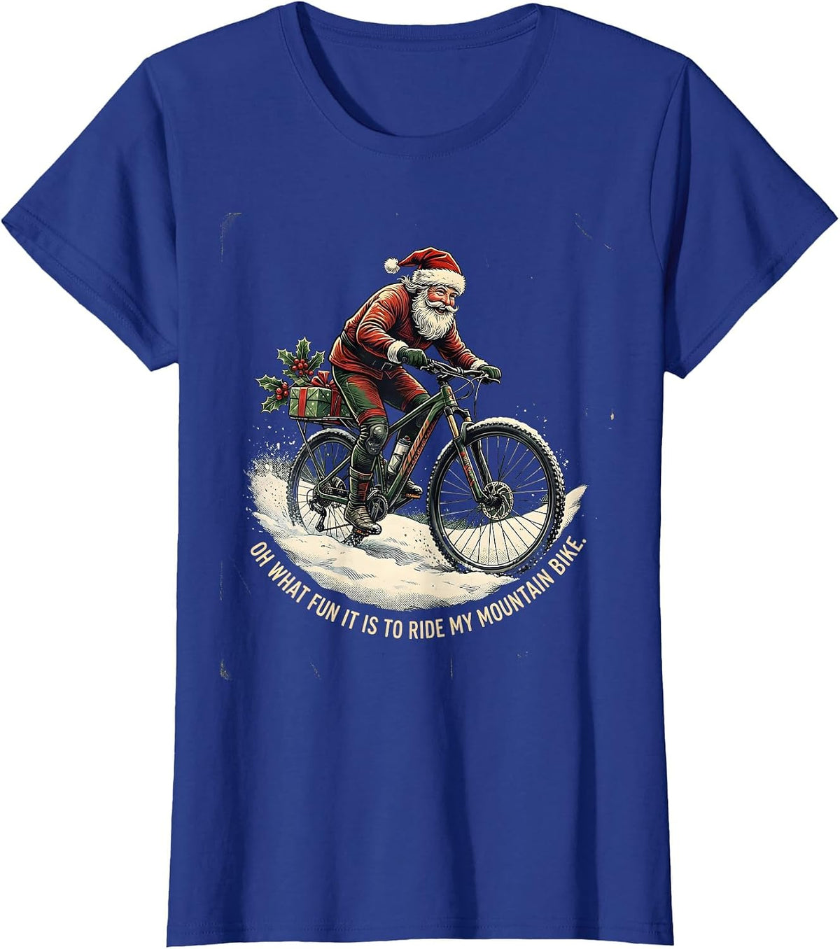 Women's Oh What Fun It Is To Ride My Mountain Bike Vintage T-Shirt - Royal Blue